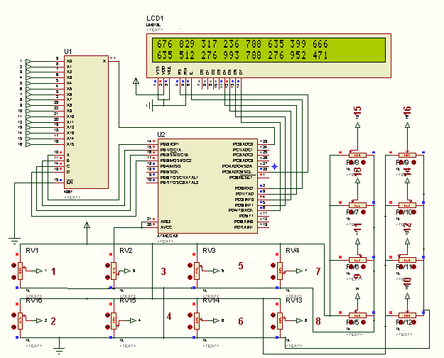 اتصال 16 سنسور به Avr با یک پایه Adc سرزمین الکترونیک