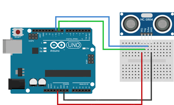 Arduino-Wiring-Fritzing-Normal-Mode-Connections-with-HC-SR04-Ultrasonic-Sensor